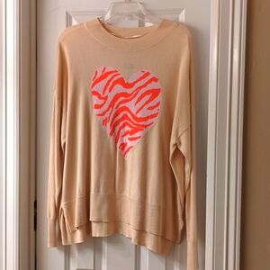 Cream sweater with zebra heart